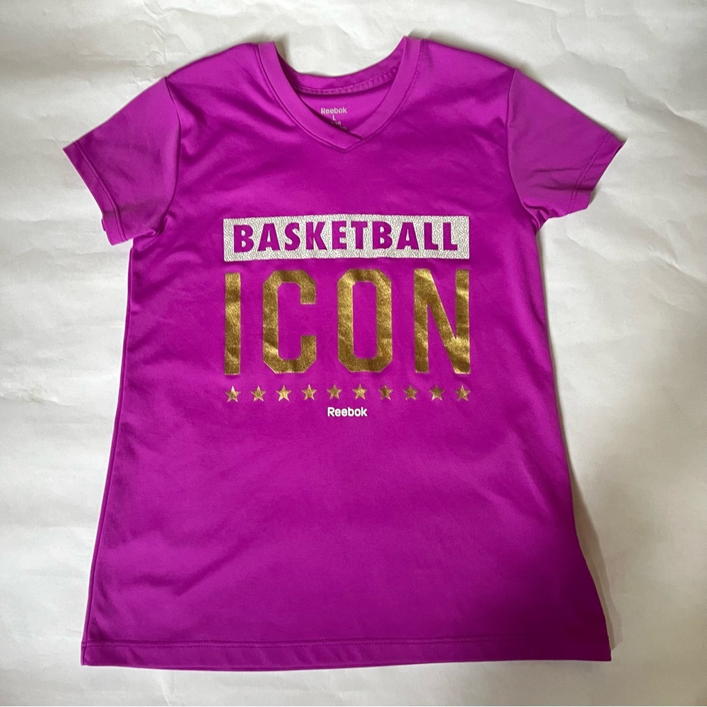 Basketball Icon Metallic Print Kids Shirt